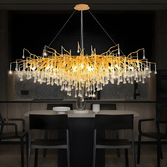 Enchanting Tree Branch Crystal Chandelier – Golden Forest Elegance