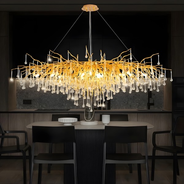 Enchanting Tree Branch Crystal Chandelier – Golden Forest Elegance
