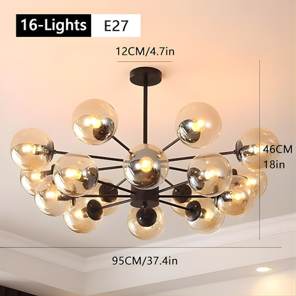 Modern 16‑Glass Statement Chandelier – Rustic Black Elegance