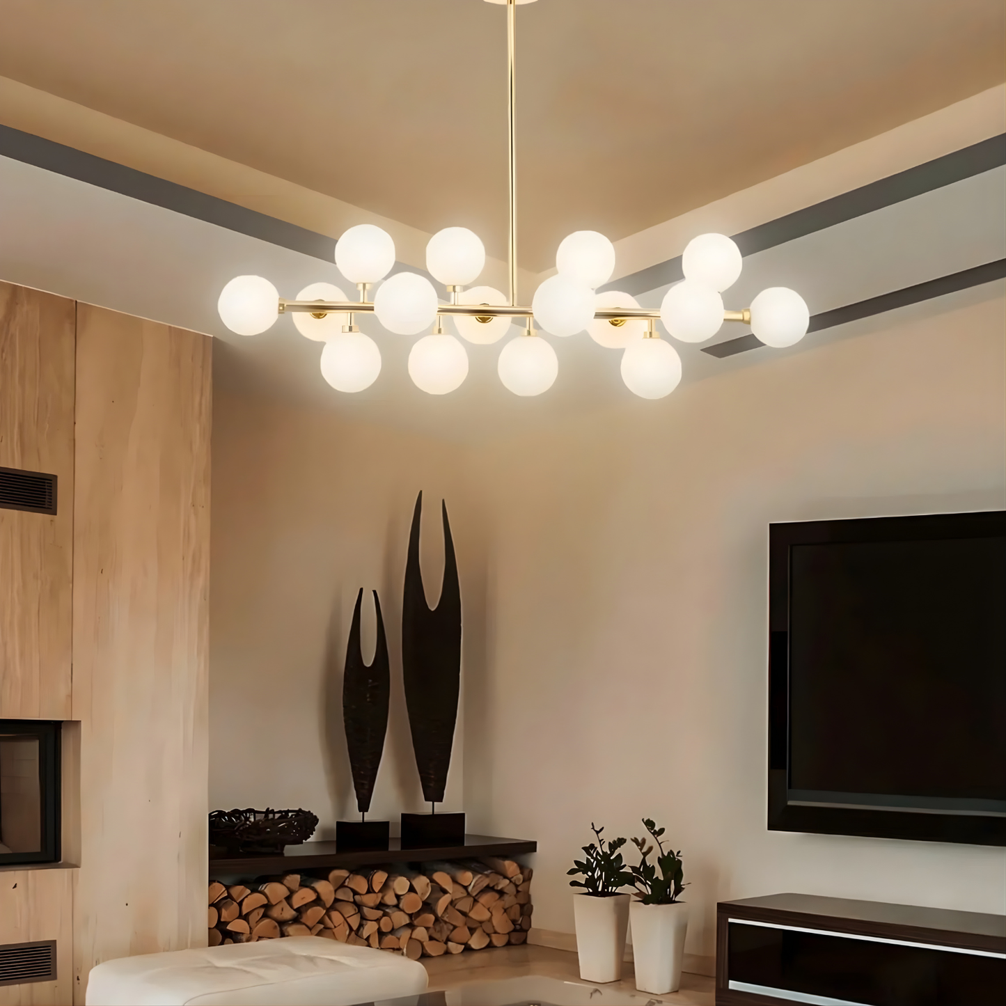 Opulent Glow Prism Chandelier – Dimmable Crystal & Gold