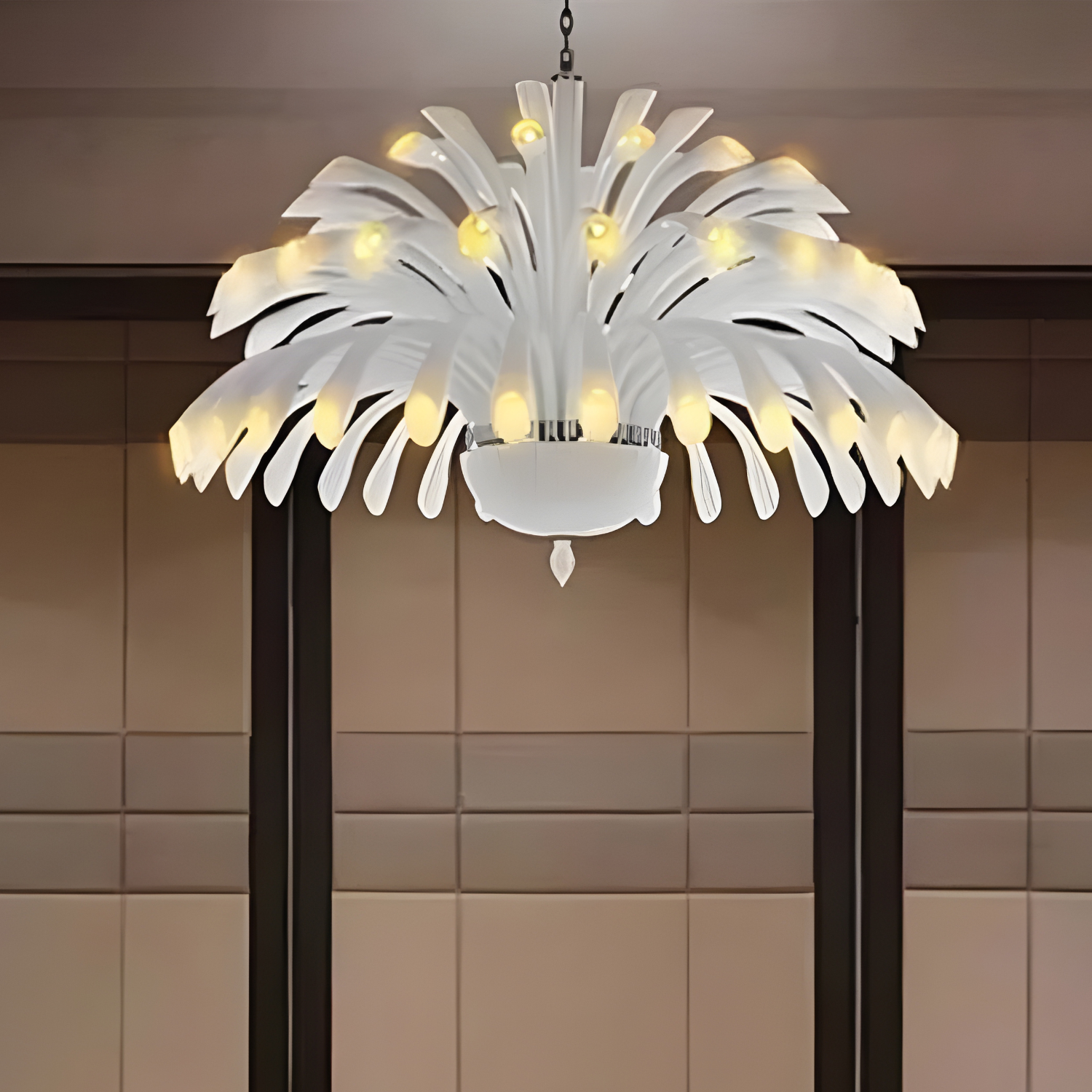 Handcrafted White Glass Chandelier – 900 mm Luxury Statement - Bliss and Birch