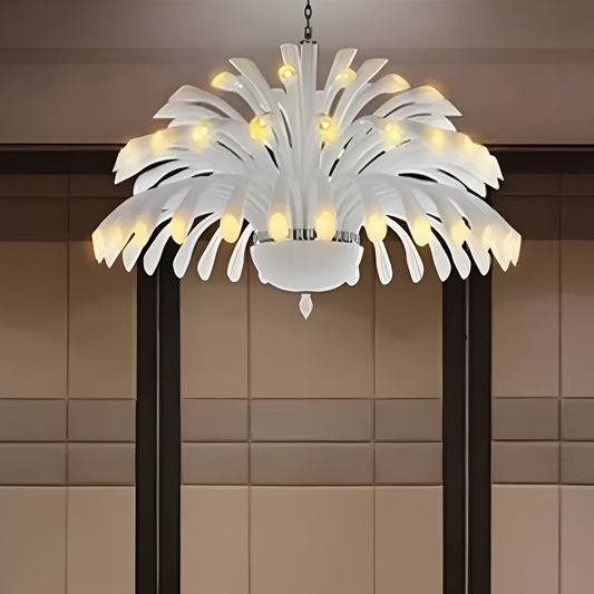 Handcrafted White Glass Chandelier – 900 mm Luxury Statement