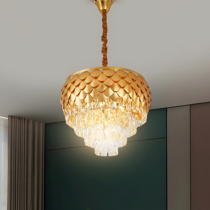 Elegance Sparkle Chandelier – Cascading Crystals & Metal