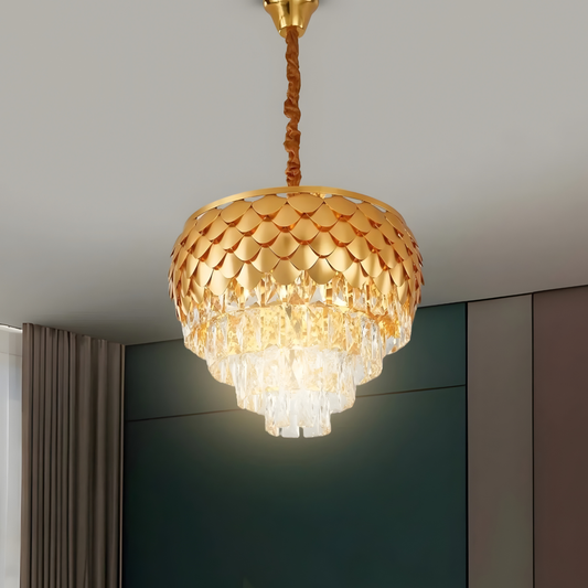 Elegance Sparkle Chandelier – Cascading Crystals & Metal