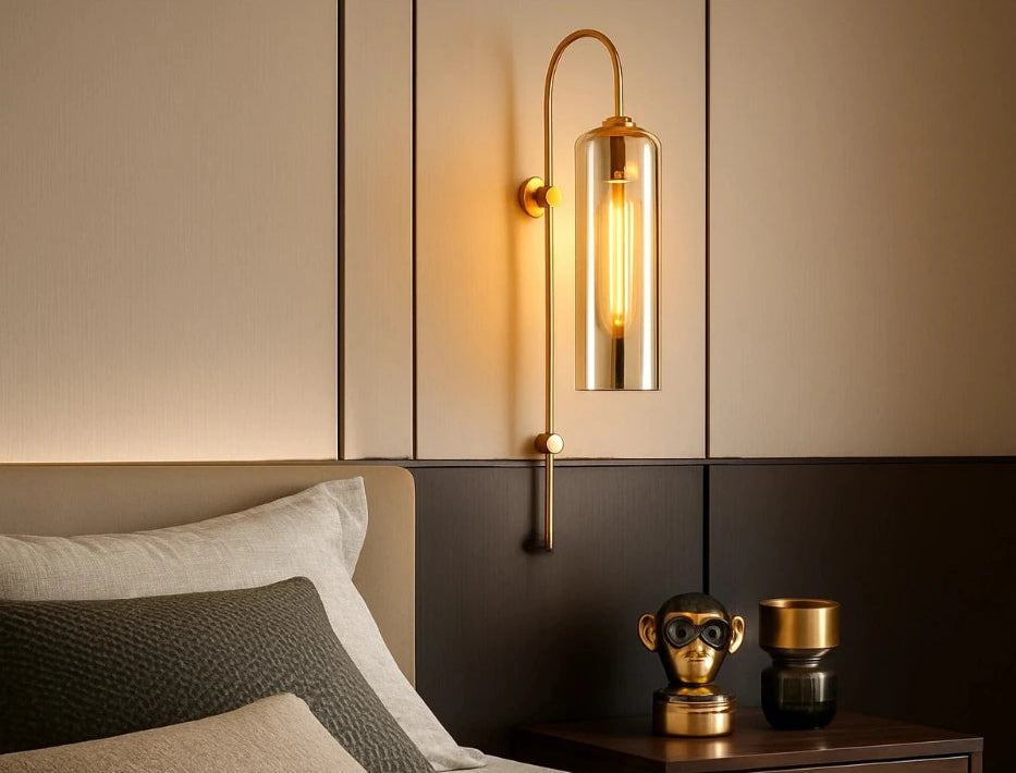 B&B Tall Designer Wall Lamp with Colored Glass Tube