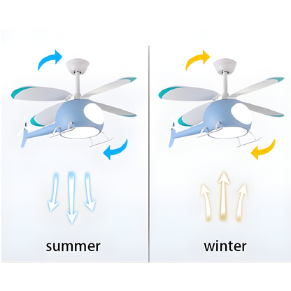 Creative Helicopter LED Ceiling Fan Light for Kids with Remote