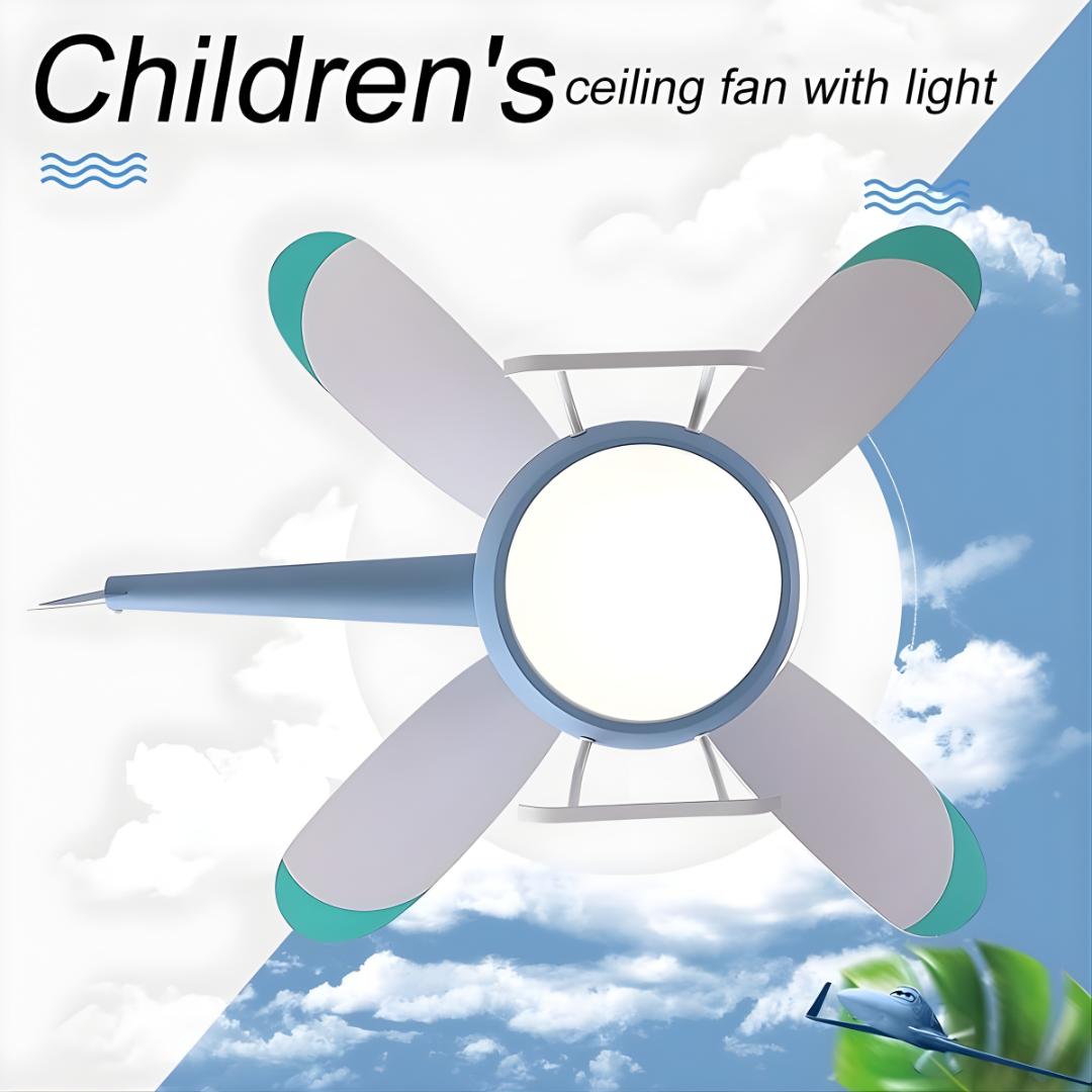Creative Helicopter LED Ceiling Fan Light for Kids with Remote