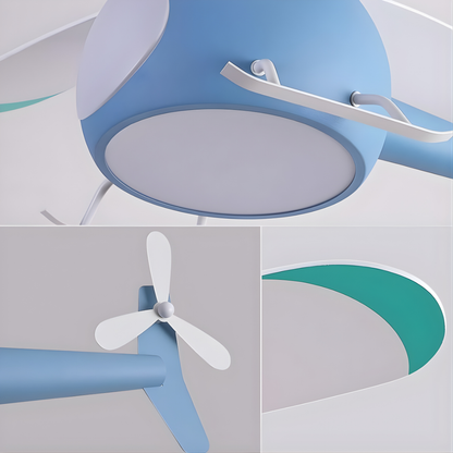 Creative Helicopter LED Ceiling Fan Light for Kids with Remote