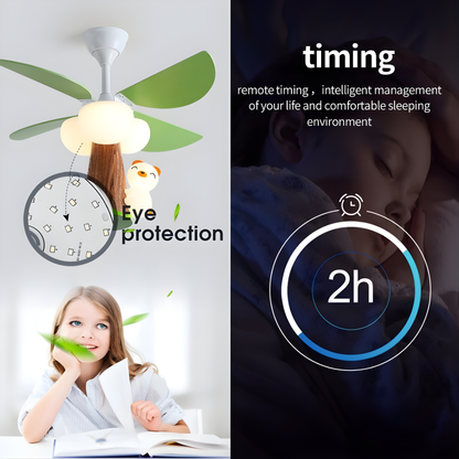 Dimmable Teddy Bear LED Ceiling Fan Light for Kids with Remote