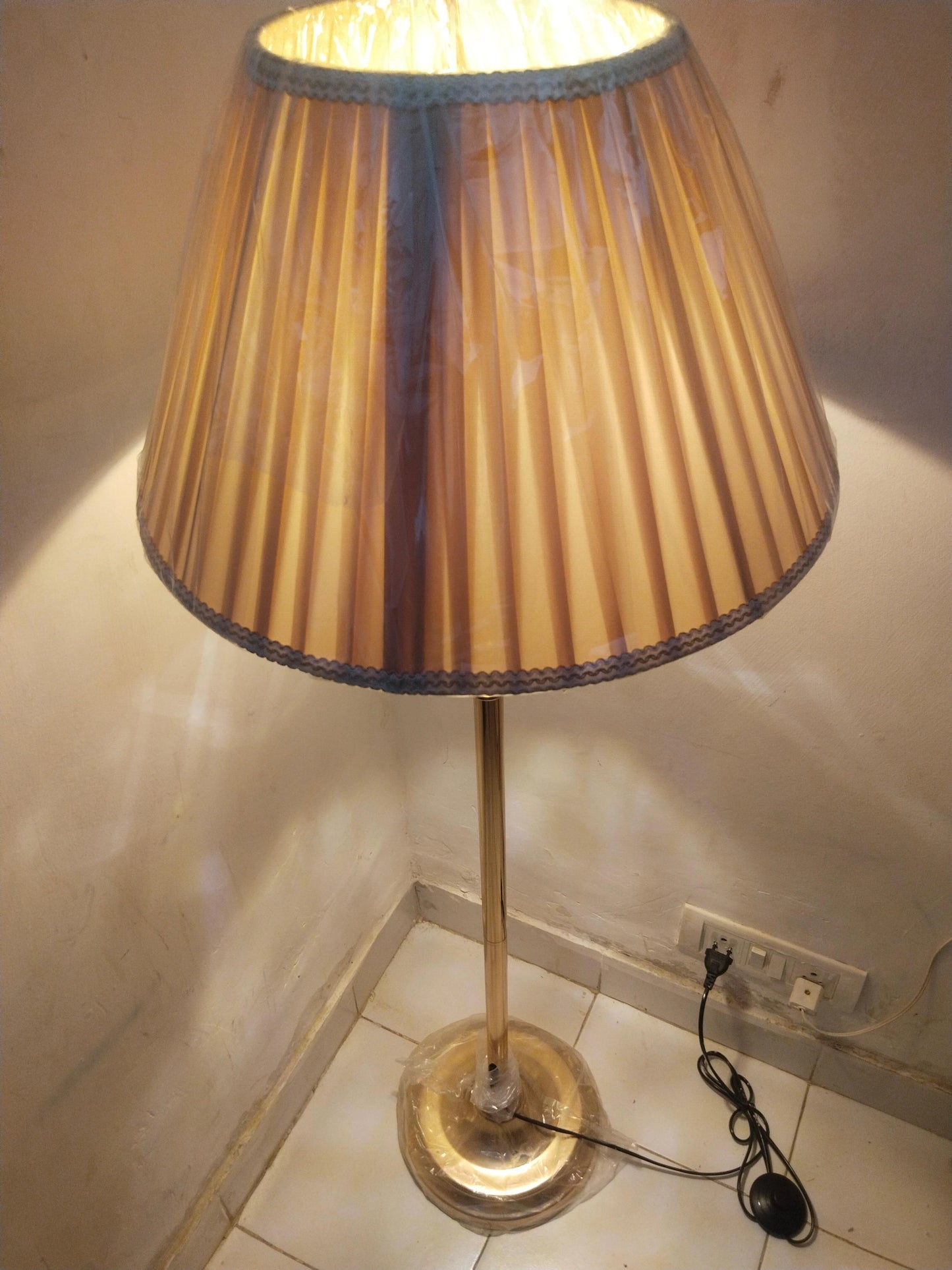 Regal Crystal Accent Floor Lamp with Pleated Shade