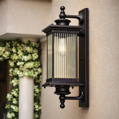 Bliss & Birch Vintage Outdoor Lantern Wall Light – Waterproof Exterior Sconce (Black / Coffee)