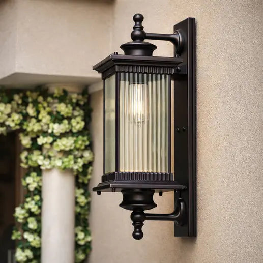 Bliss & Birch Vintage Outdoor Lantern Wall Light – Waterproof Exterior Sconce (Black / Coffee)