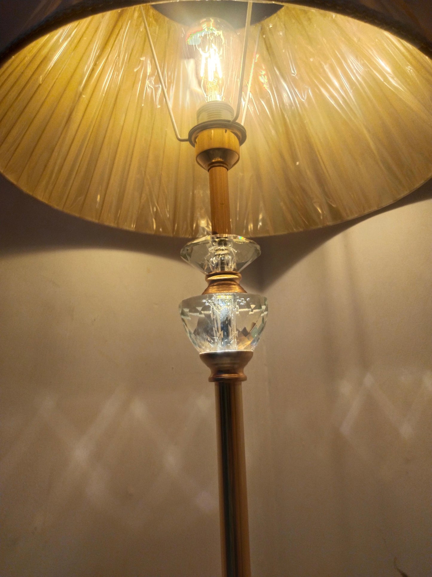 Regal Crystal Accent Floor Lamp with Pleated Shade