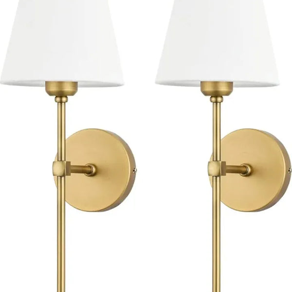 Ivory Grace Fabric & Gold Wall Sconce (Set of 2)