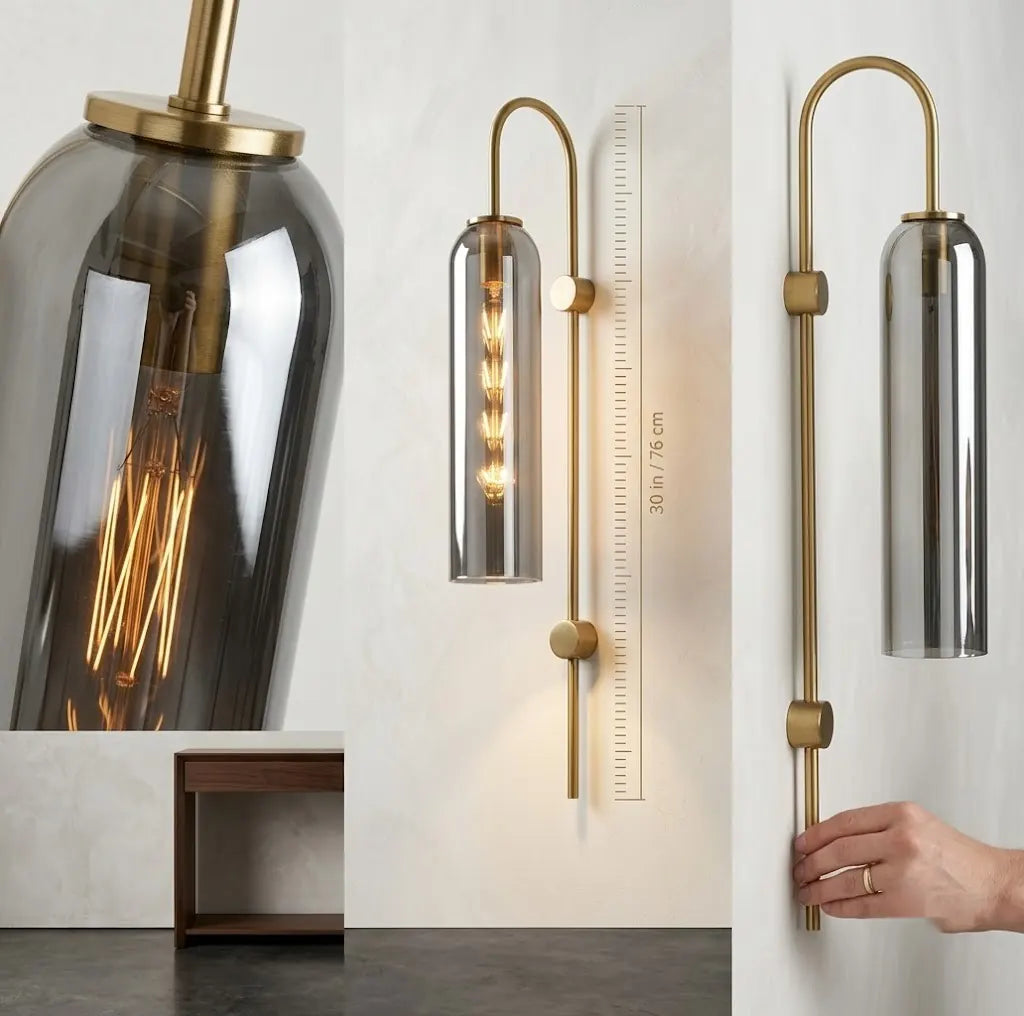 Tall Designer Glass Tube Wall Sconce (Pack of 2)