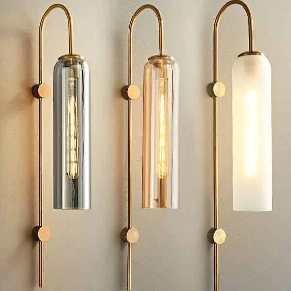 B&B Tall Designer Wall Lamp with Colored Glass Tube