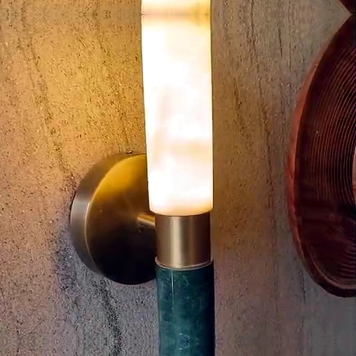 Axis Green Stone Wall Lamp - Axis Wall Lamp - authentic mounted-wall product image