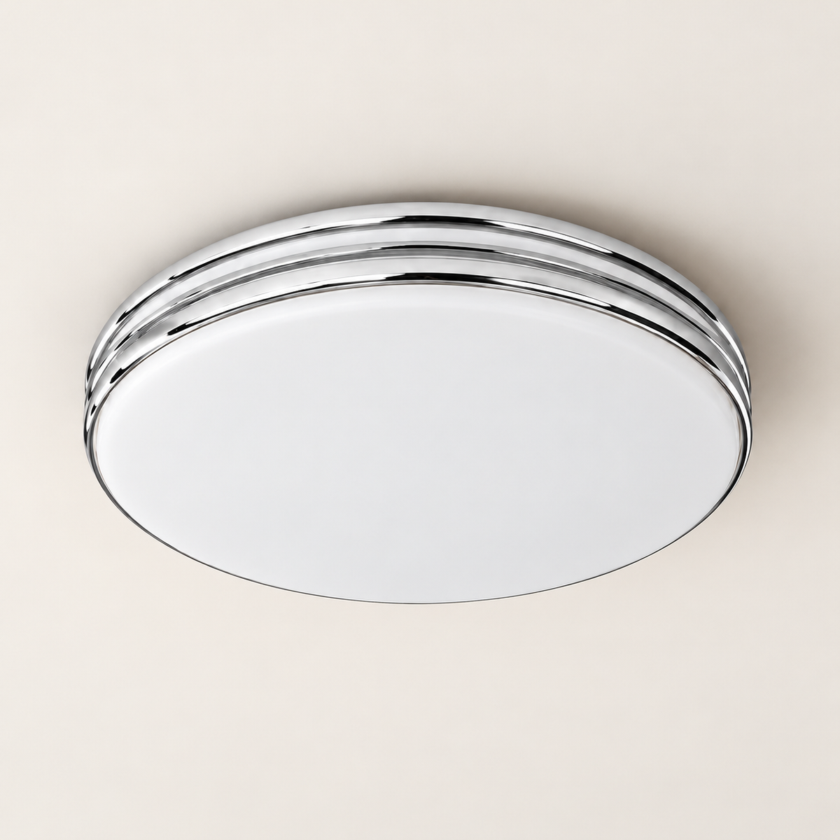 3052M-RD chrome-ring flush ceiling light on a clean studio background