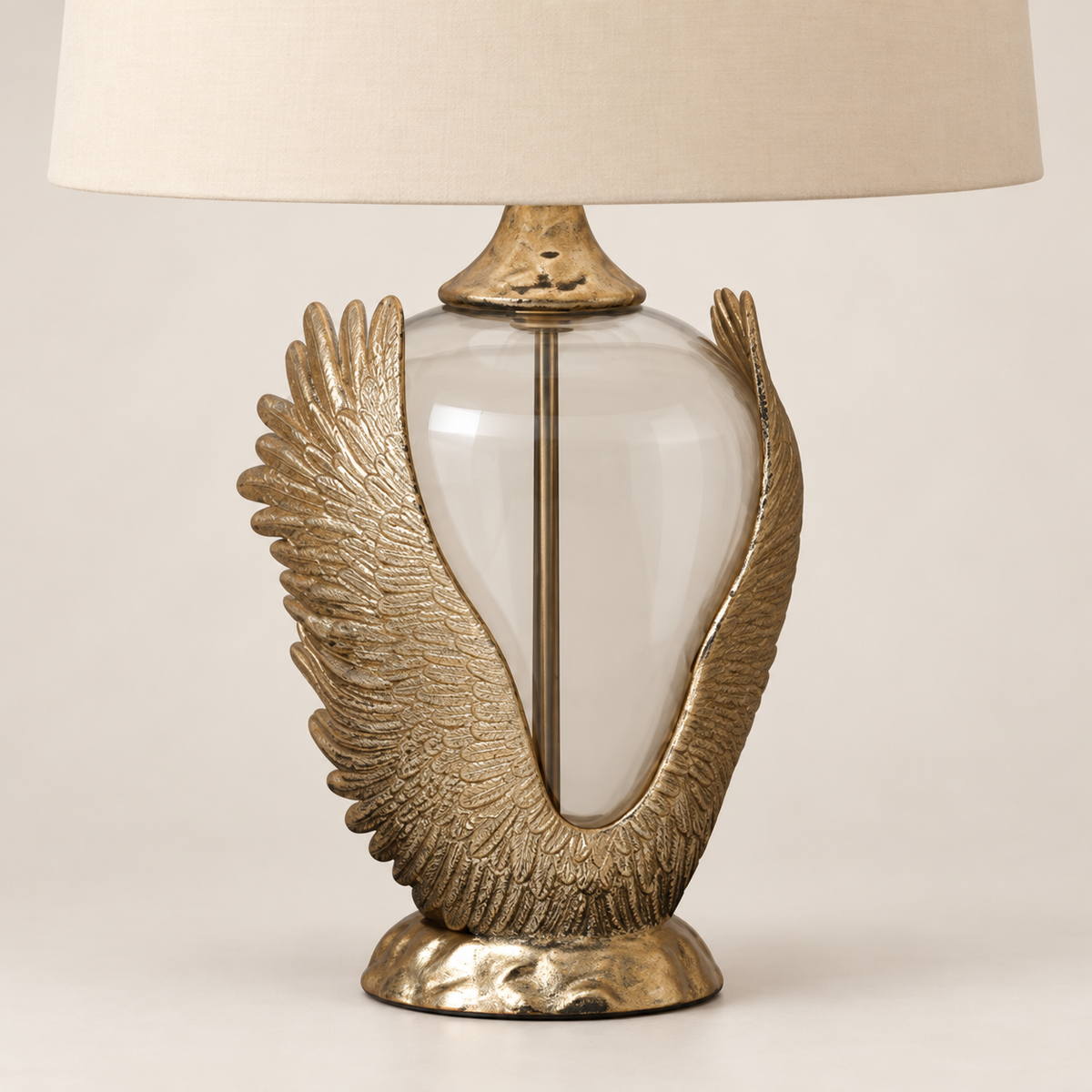 Source-faithful edited detail of the wing-design table lamp