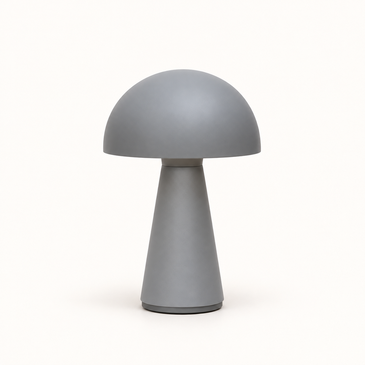 Grey rechargeable dome table lamp with tapered body
