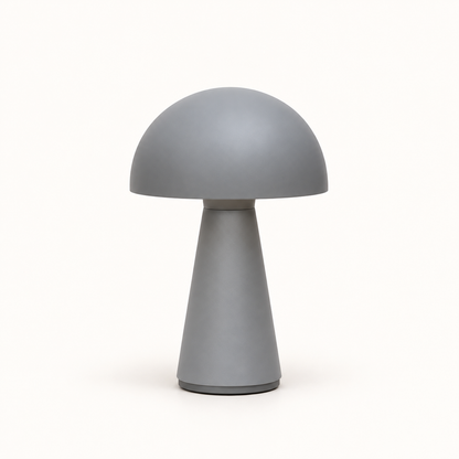 Grey rechargeable dome table lamp with tapered body