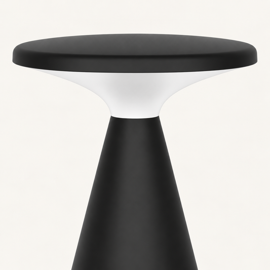 Detail of the flat black disc and white diffuser junction