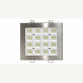 Square 16-module brushed-metal flush ceiling light on a clean background
