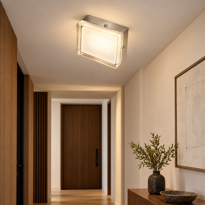 MT1967-2C square ceiling light illuminated in a modern passage