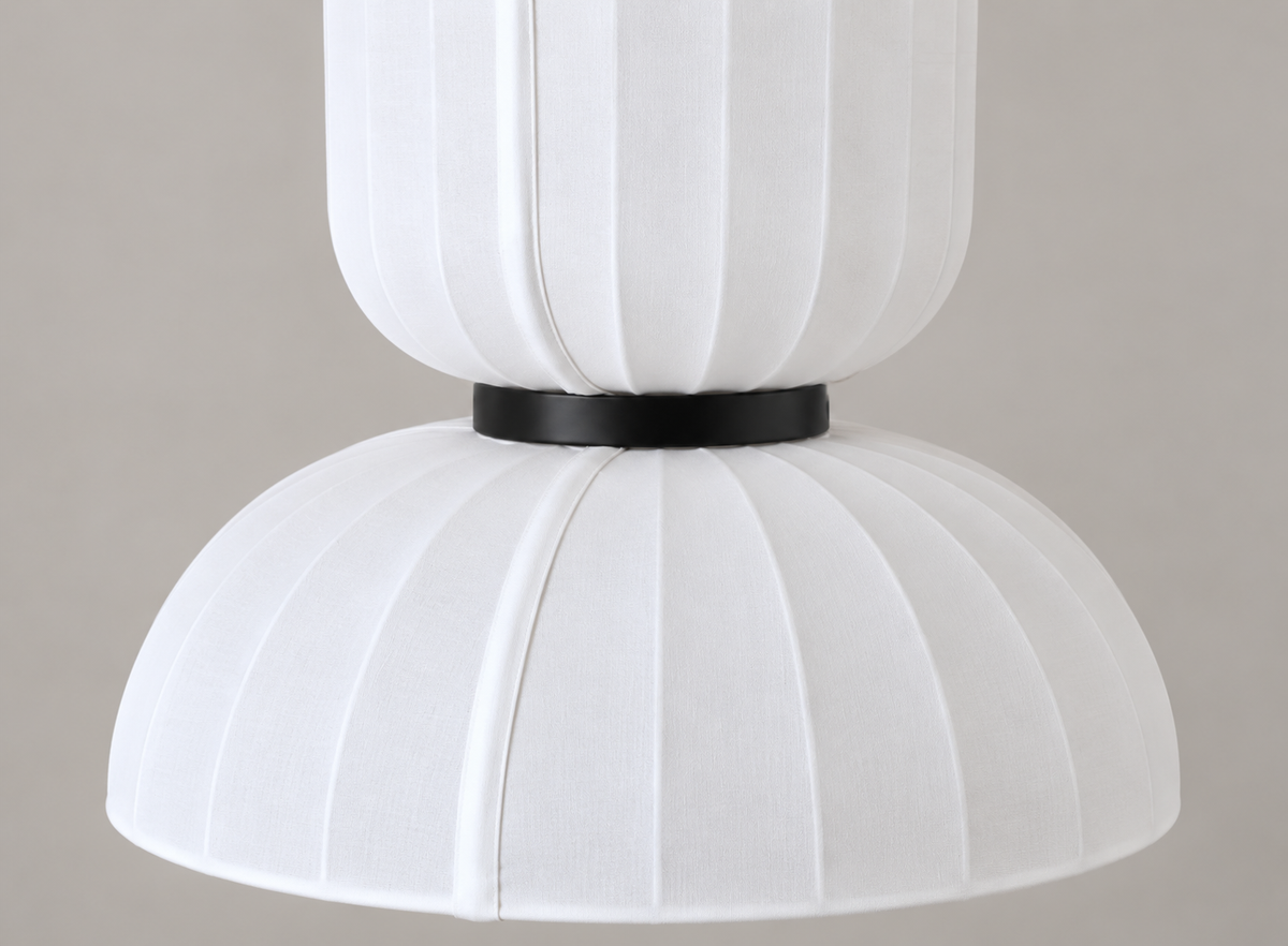 White ribbed shade edges joined by a narrow black collar