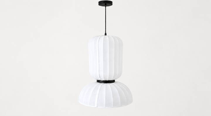 Bliss & Birch White Cylinder and Dome Two-Tier Pendant Light
