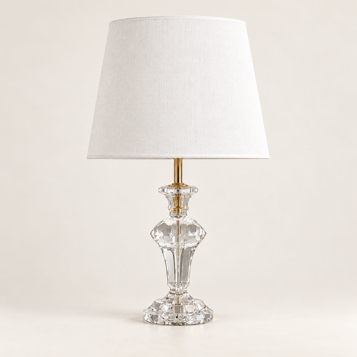 Bliss & Birch faceted crystal pedestal table lamp with beige shade