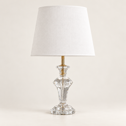 Bliss & Birch faceted crystal pedestal table lamp with beige shade
