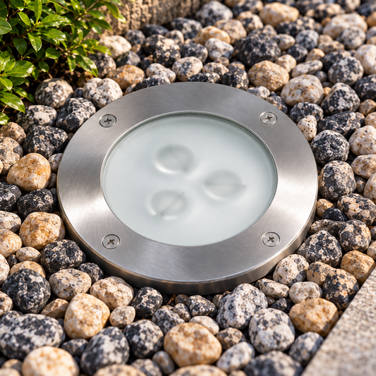 Frosted Three-Optic Recessed Ground Light - detail