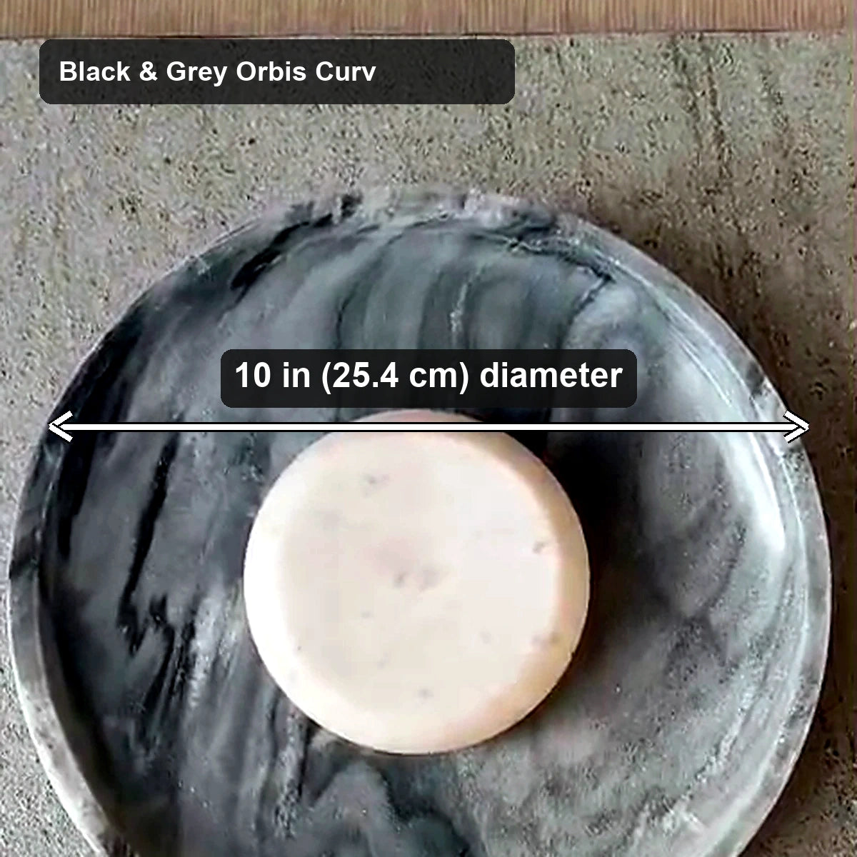 Orbis Curv Marble Wall Light - Black & Grey Orbis Curv - verified dimensions marked on real product image