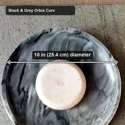 Orbis Curv Marble Wall Light - Black & Grey Orbis Curv - verified dimensions marked on real product image