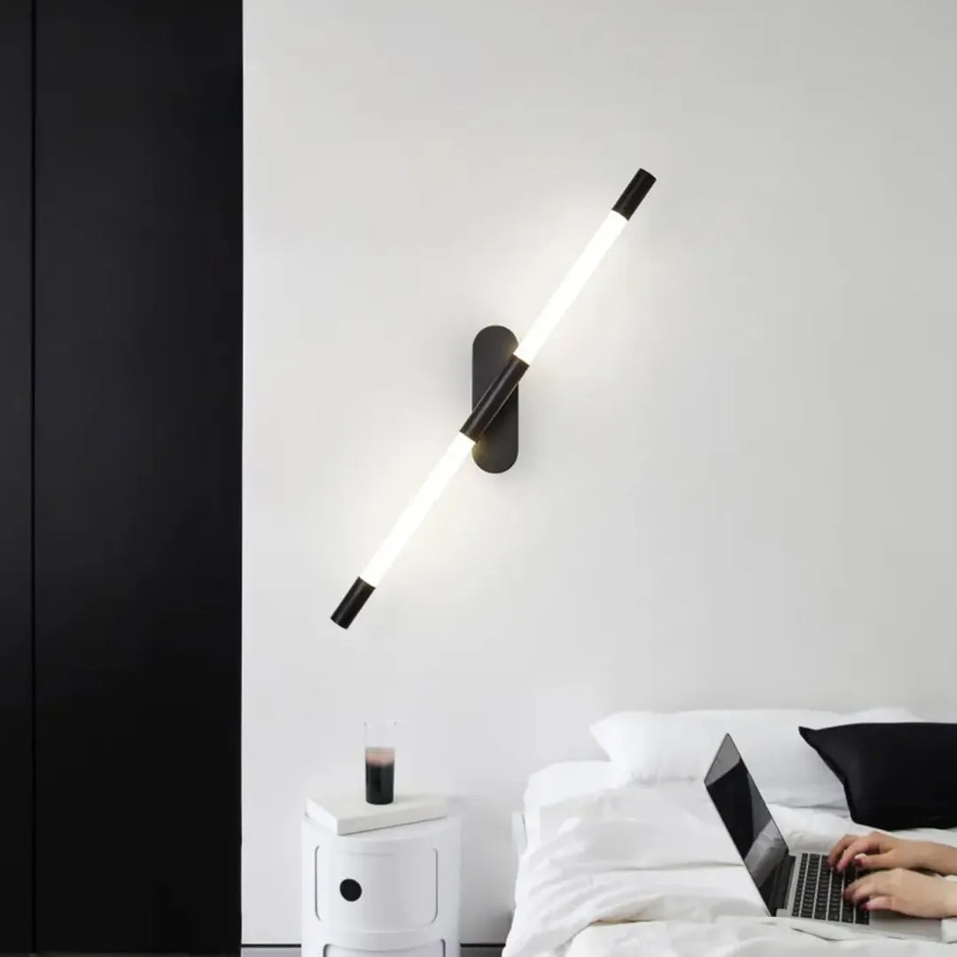 B&B Black Long Tube Wall Light