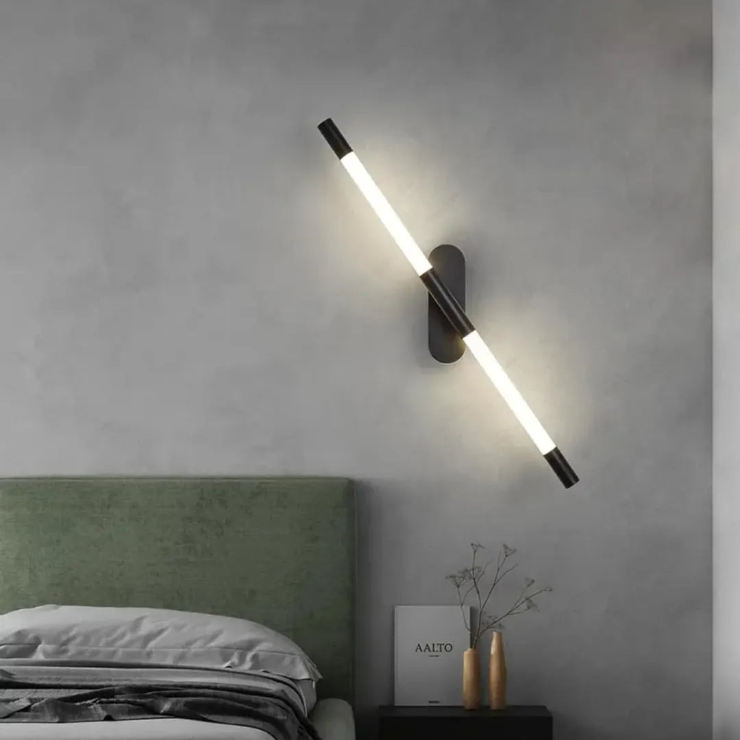 B&B Black Long Tube Wall Light