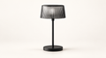 Noir Ribbed table lamp with smoke-black shade and matte-black base