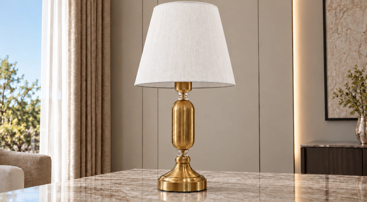 Elara table lamp switched off in a neutral interior