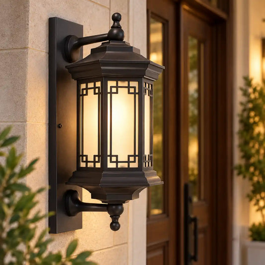 Bliss & Birch Vintage Geometric Lantern Wall Light in Black Coffee – Hero View
