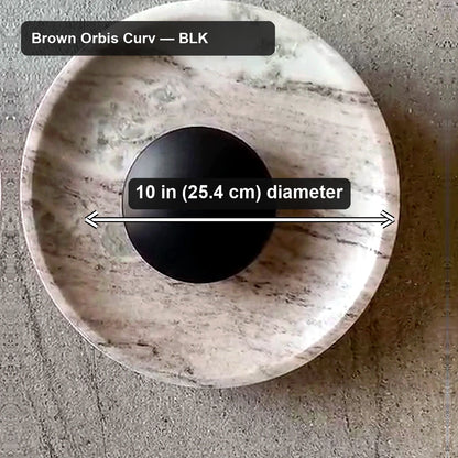 Orbis Curv Marble Wall Light - Brown Orbis Curv — BLK - verified dimensions marked on real product image
