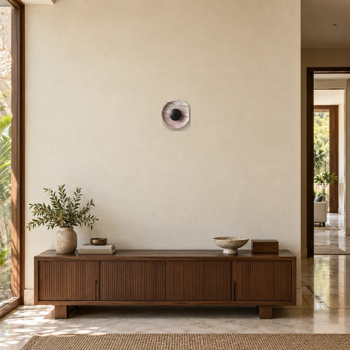 Orbis Curv Marble Wall Light - Brown Orbis Curv - BLK - authentic mounted-wall product image