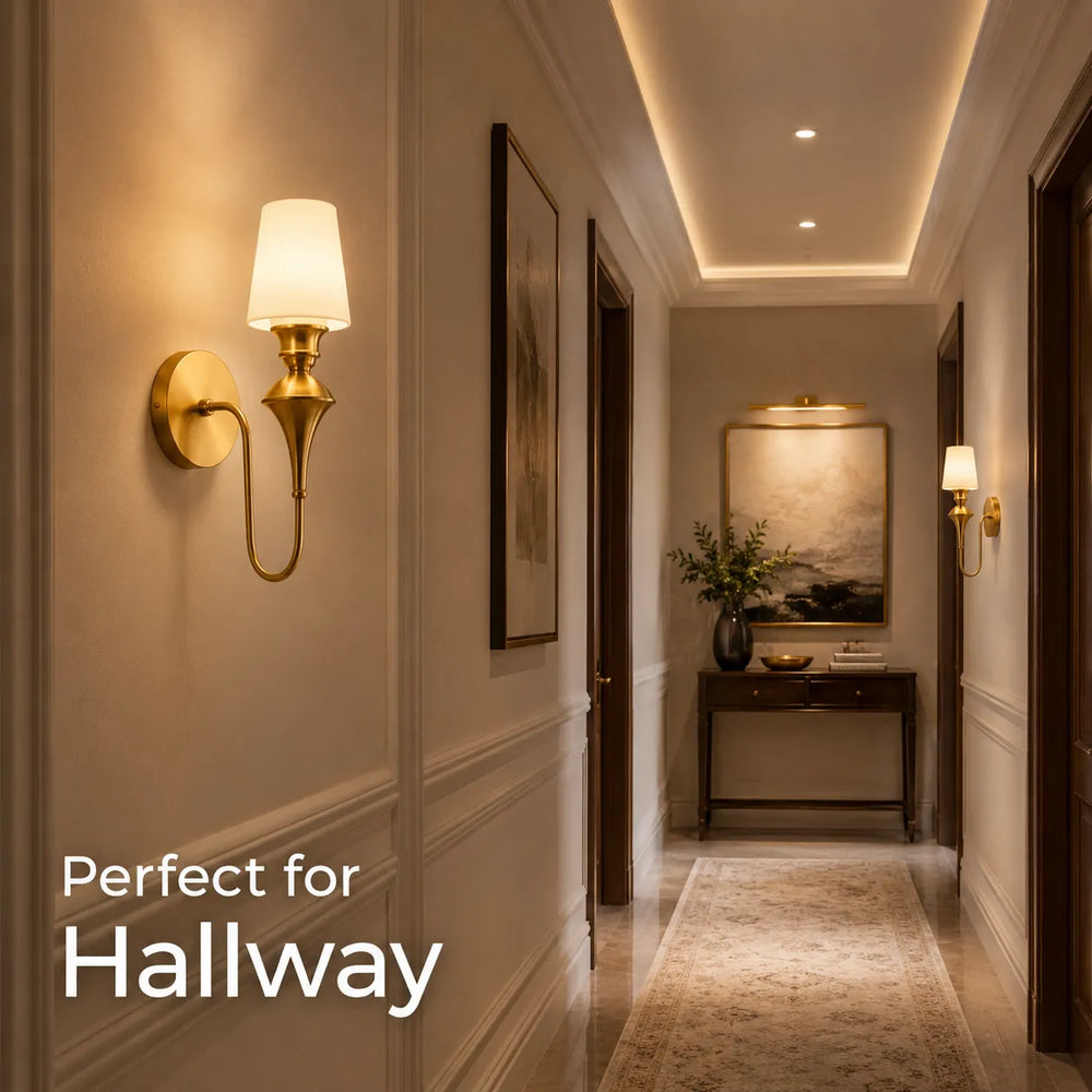 B&B Single Glass Wall Sconce Light Traditonal