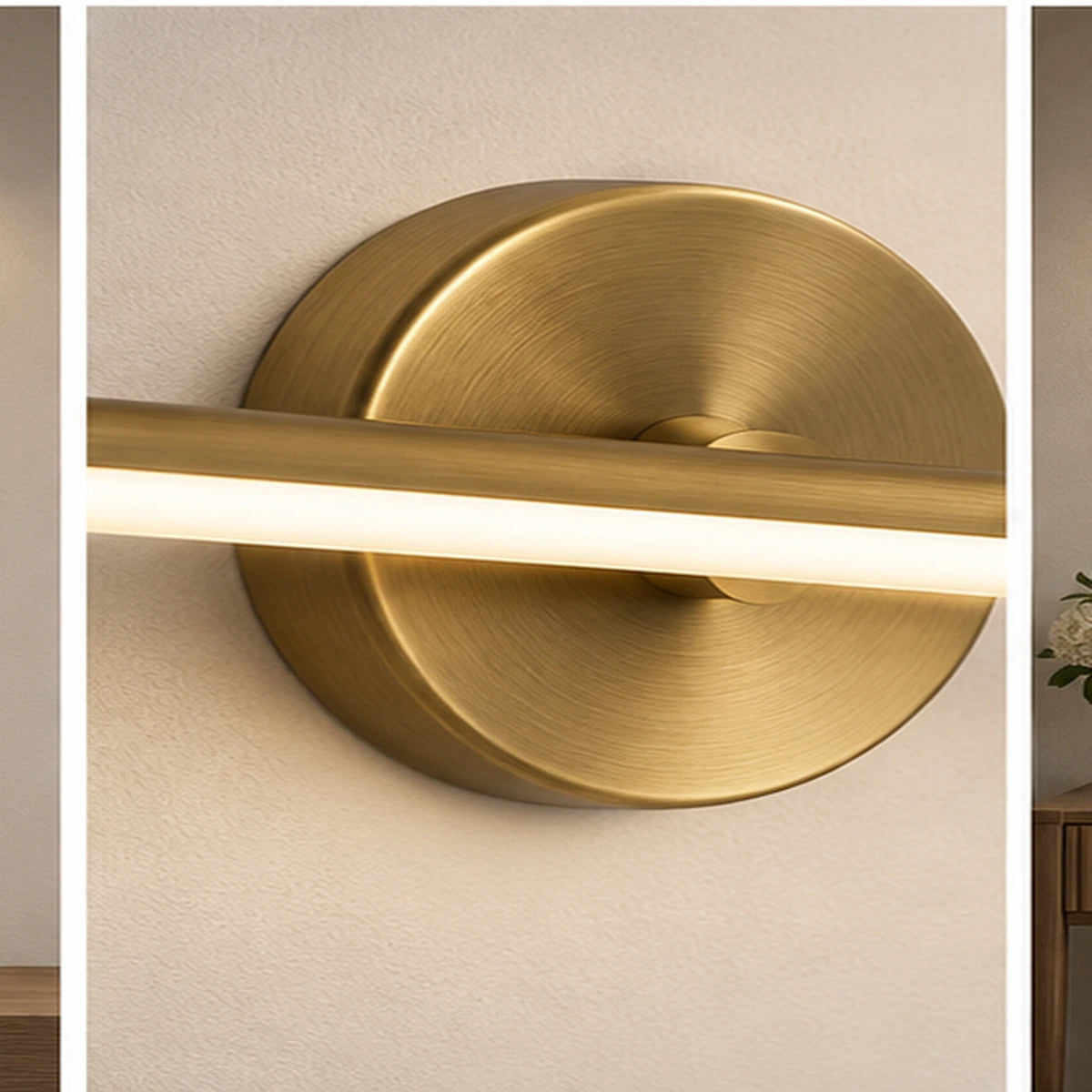 Close-up of antique brass bar and COB light module