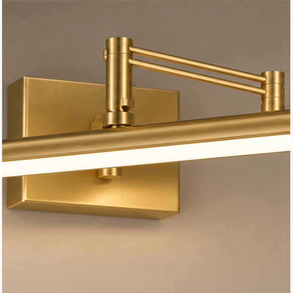 Close-up of antique brass bar and COB light module