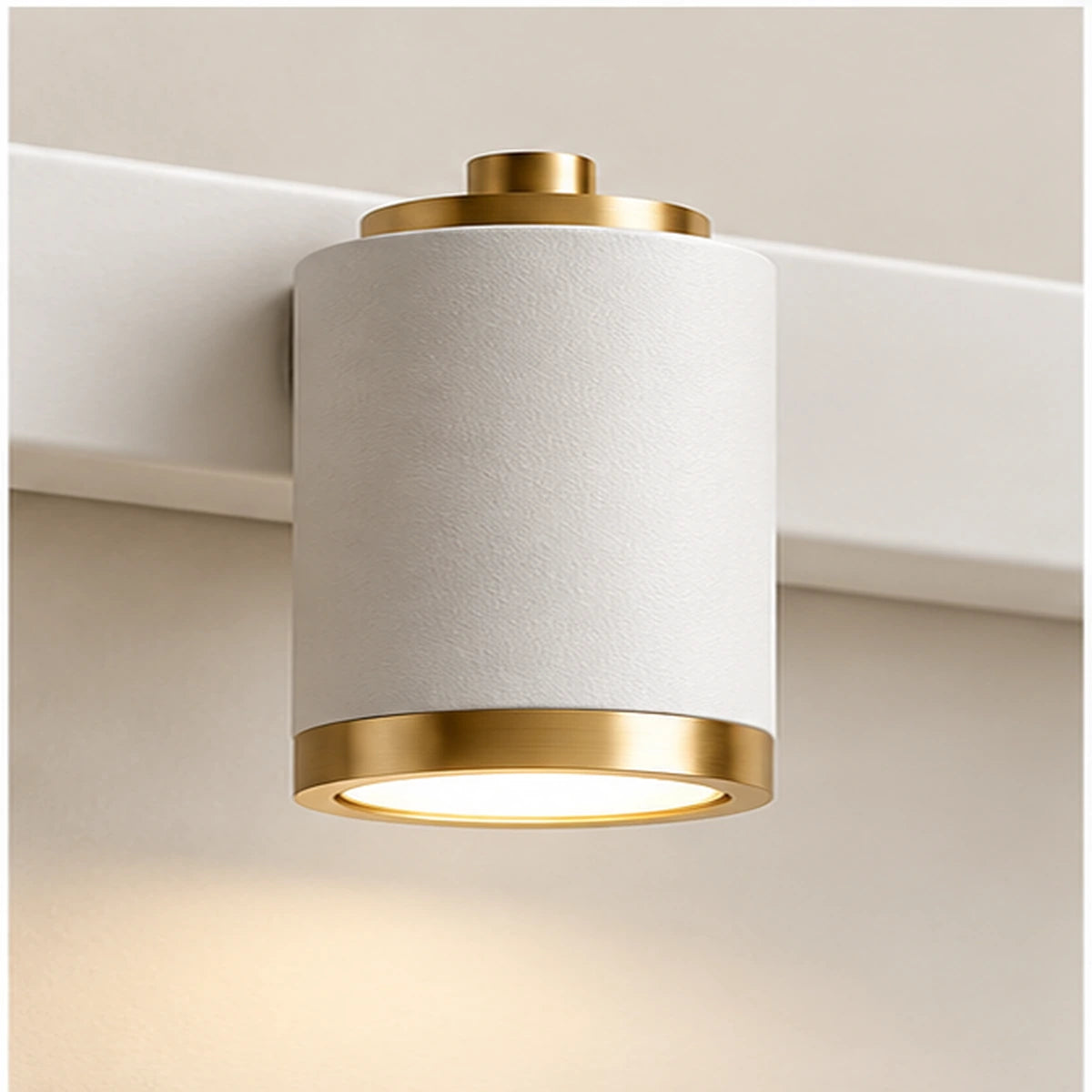 Close-up of antique brass bar and COB light module