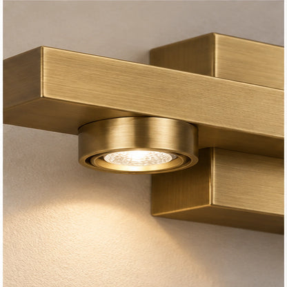 Close-up of antique brass bar and COB light module