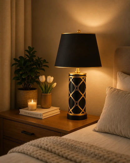 B&B Black Gold Halo Table Lamp - Bliss and Birch