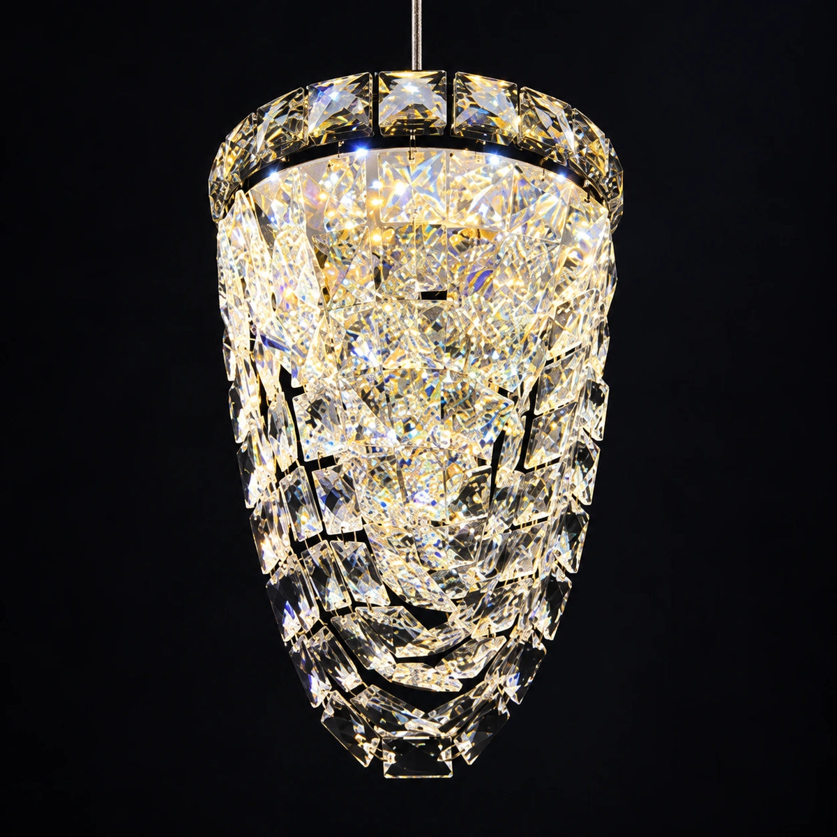 Close-up of clear faceted rim and tapered crystal body