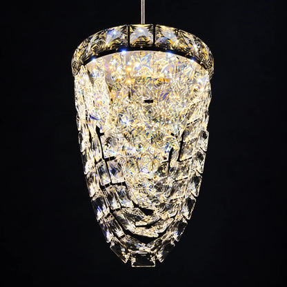 Close-up of clear faceted rim and tapered crystal body